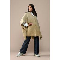 Übergroßes Strickponcho mit Knöpfen