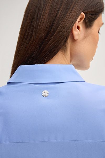 Joop! Basilia Blaue Bluse Kurzarm Baumwollstretch Shirt