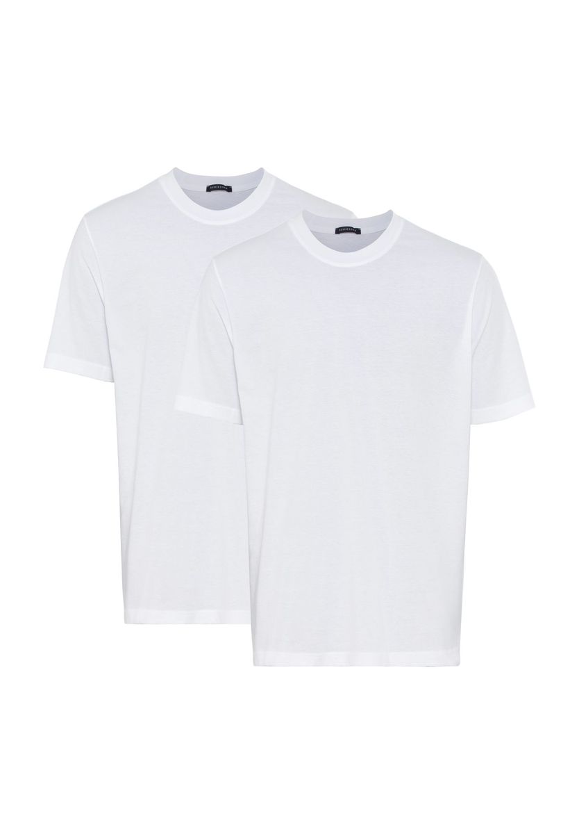 Klassisches Rundhals-Baumwoll-T-Shirt Zweierpack