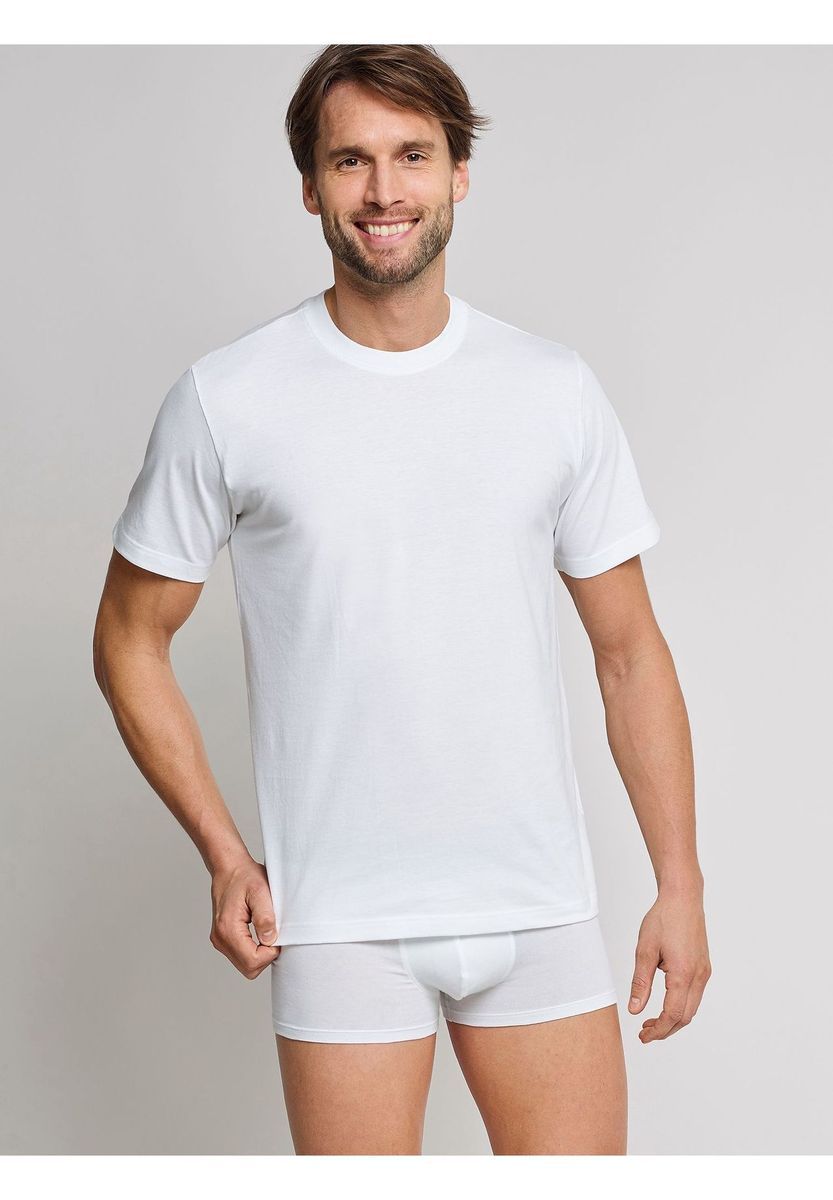 Klassisches Rundhals-Baumwoll-T-Shirt Zweierpack