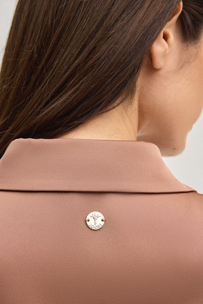 OPRI Satinoberteil Bärbel in Hellbraun mit Dreiviertelärmeln