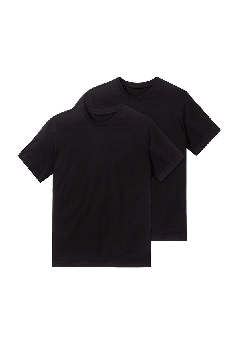 Klassisches einfarbiges schwarzes Baumwoll-T-Shirt mit Rundhalsausschnitt