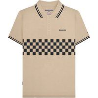 Lambretta - "SS25" Poloshirt Mit kontrastfarbenen Streifen für Herren (Steinfarben/Schwarz)