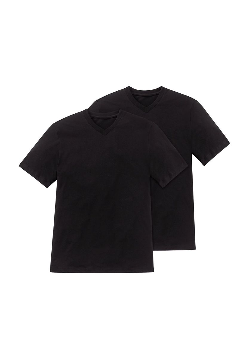 Essential Baumwoll-T-Shirt mit V-Ausschnitt, Doppelpack