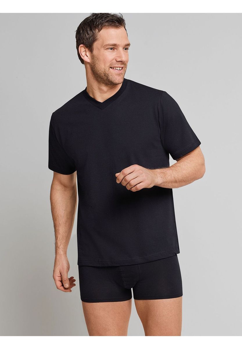 Essential Baumwoll-T-Shirt mit V-Ausschnitt, Doppelpack