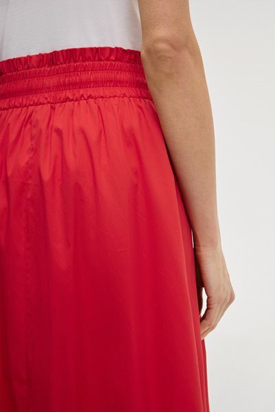 Marc Cain Roter A-Linien-Midirock mit gesmokter Taille