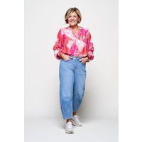 Elegante Seidenbluse mit Blumenmuster und V-Ausschnitt