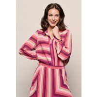 Gestreifte Hemdbluse mit Raffungen