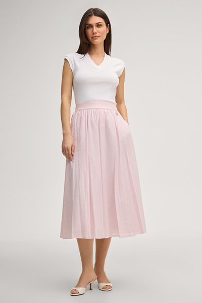 JOOP! Sedef Rosé Baumwoll-Midirock mit Logo-Bund