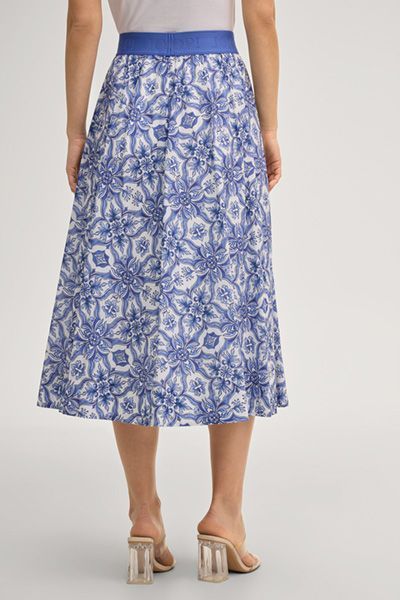 Joop! Saki Weißer und blauer Midirock mit Blumendruck