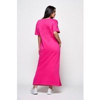 Fuchsia Sweatshirtkleid aus Bio-Baumwolle mit Stickerei