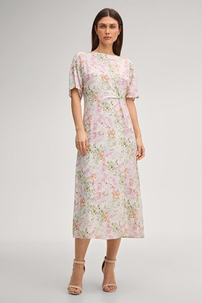 Dela Midikleid mit Blumenmuster in Pastellrosa und Grün