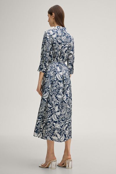 Hemdblusenkleid Danysa marineblau und weiß gemustertes Midikleid