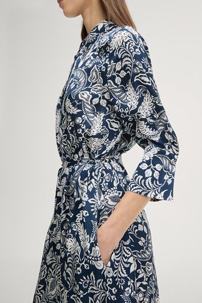 Hemdblusenkleid Danysa marineblau und weiß gemustertes Midikleid