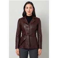 Kunstlederjacke mit Gürtel und Knöpfen