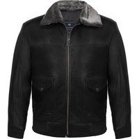 Schwarze Lederjacke mit Fellkragen