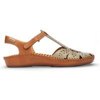 Leder-T-Riemen-Sandalen mit Ausschnitten
