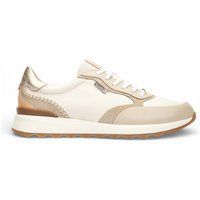 Beige Schnür-Sneaker aus Leder