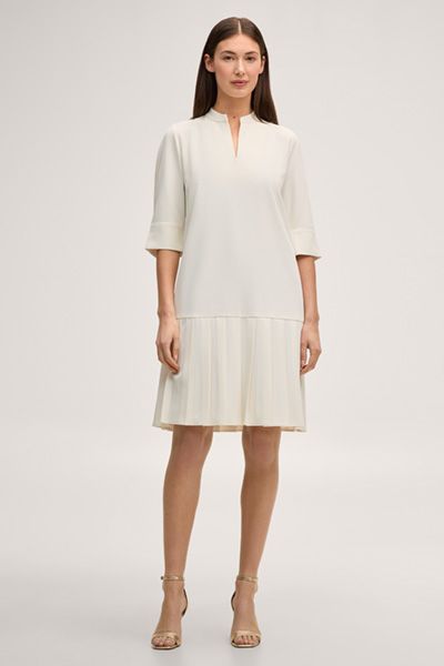 Joop! Dalga Offwhite Kleid mit Faltenrock und Stehkragen