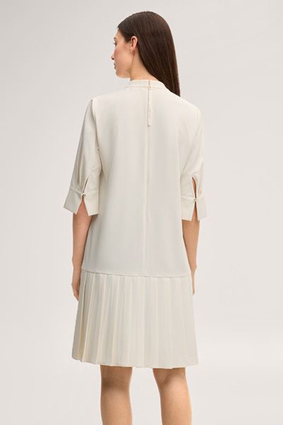 Joop! Dalga Offwhite Kleid mit Faltenrock und Stehkragen