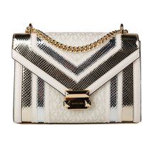 Schultertasche mit Metallic-Besatz