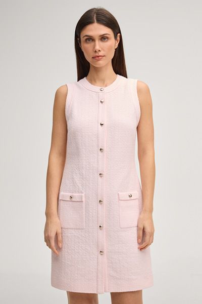 Bouclé Kleid Danai Rosé Ärmelloses Kleid mit Knopfdetails