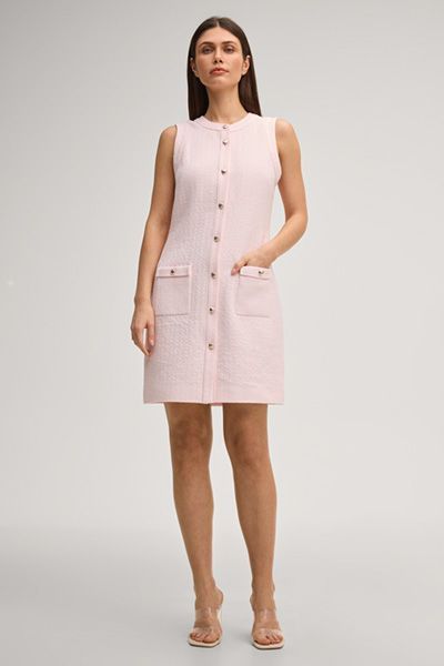 Bouclé Kleid Danai Rosé Ärmelloses Kleid mit Knopfdetails