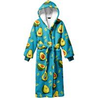 Sherpa-Bademantel mit Avocado-Print und Kapuze