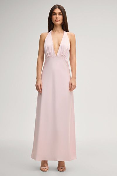 Swing Dascha Rosé Maxikleid Neckholder Offener Rücken Bindedetail