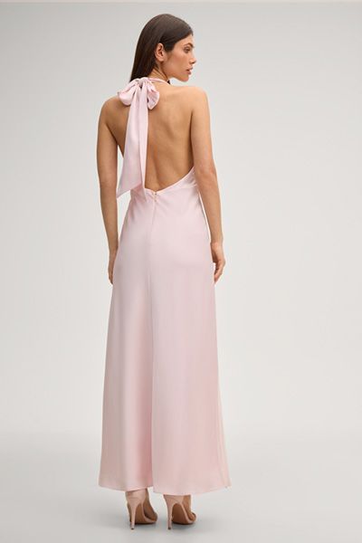 Swing Dascha Rosé Maxikleid Neckholder Offener Rücken Bindedetail