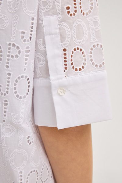 JOOP! Deria weißes Hemdblusenkleid mit Logo-Muster-Stickerei