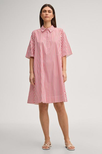 Hemdblusenkleid Doresa rot-weiß gestreift Baumwollmischung locker