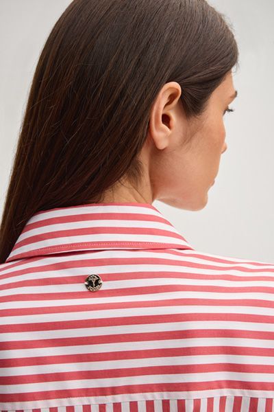 Hemdblusenkleid Doresa rot-weiß gestreift Baumwollmischung locker