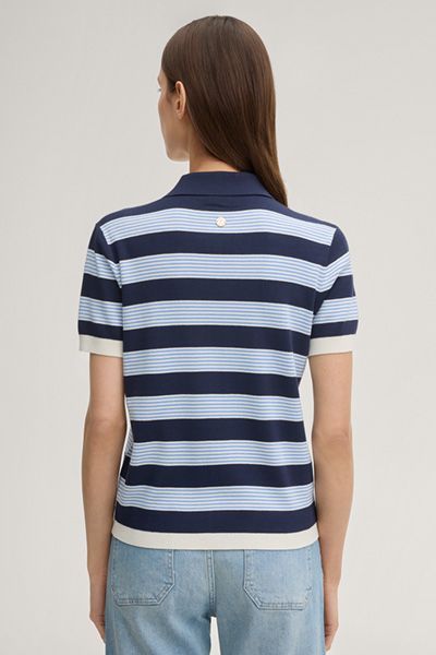 Joop! Kasha Gestreiftes Strick-Poloshirt in Marineblau/Hellblau