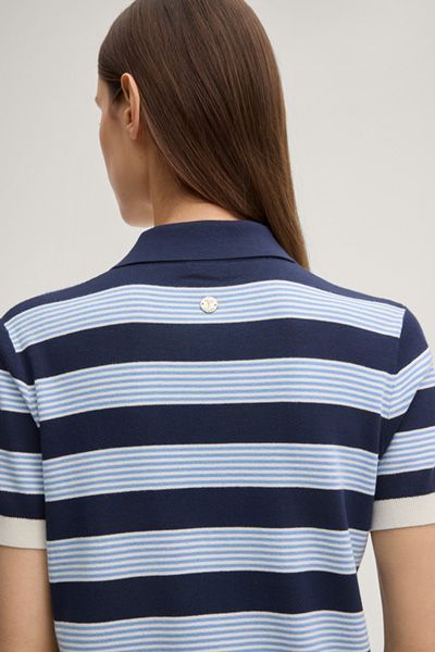 Joop! Kasha Gestreiftes Strick-Poloshirt in Marineblau/Hellblau