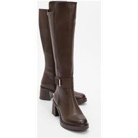 Moreni Elastischer Stiefel mit Schnalle, Blockabsatz & kniehohem Schaft