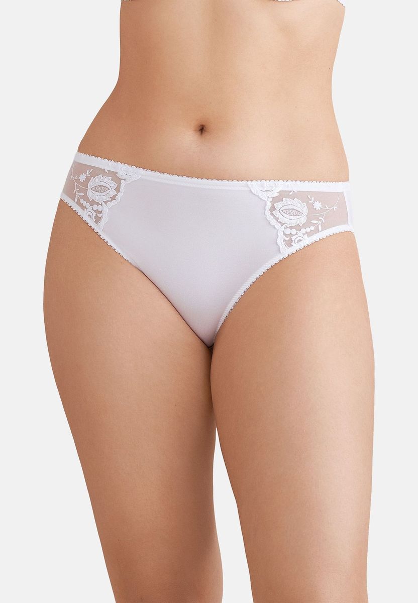 Bikini-Slip mit floraler Spitze