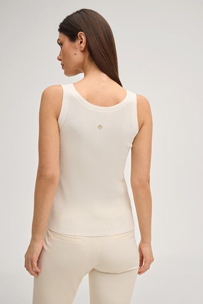 Joop! Geripptes Tanktop Kespi in Creme mit Logo-Detail