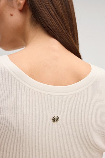 Joop! Geripptes Tanktop Kespi in Creme mit Logo-Detail