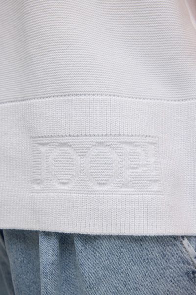 JOOP! Kada Weißes Strick-T-Shirt mit geprägtem Logo-Detail