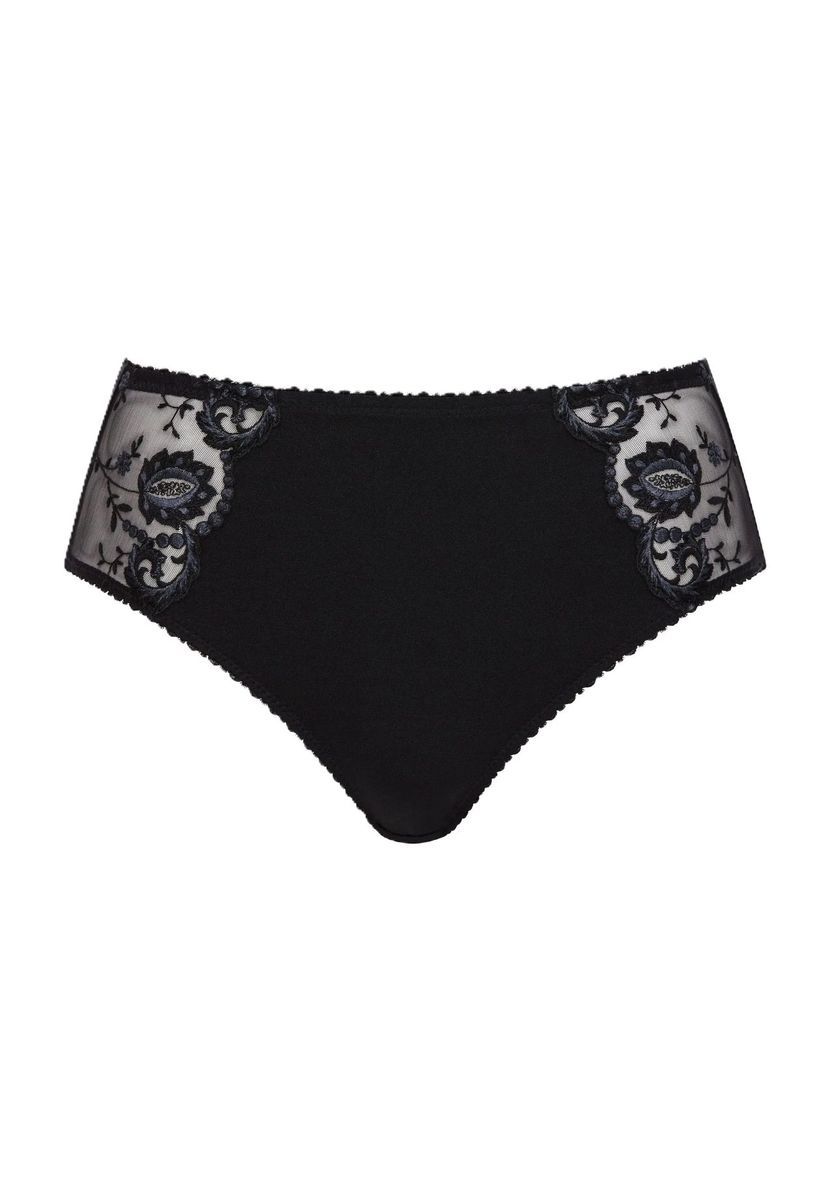 Schwarzer, hoch taillierter Slip mit Spitzendetail