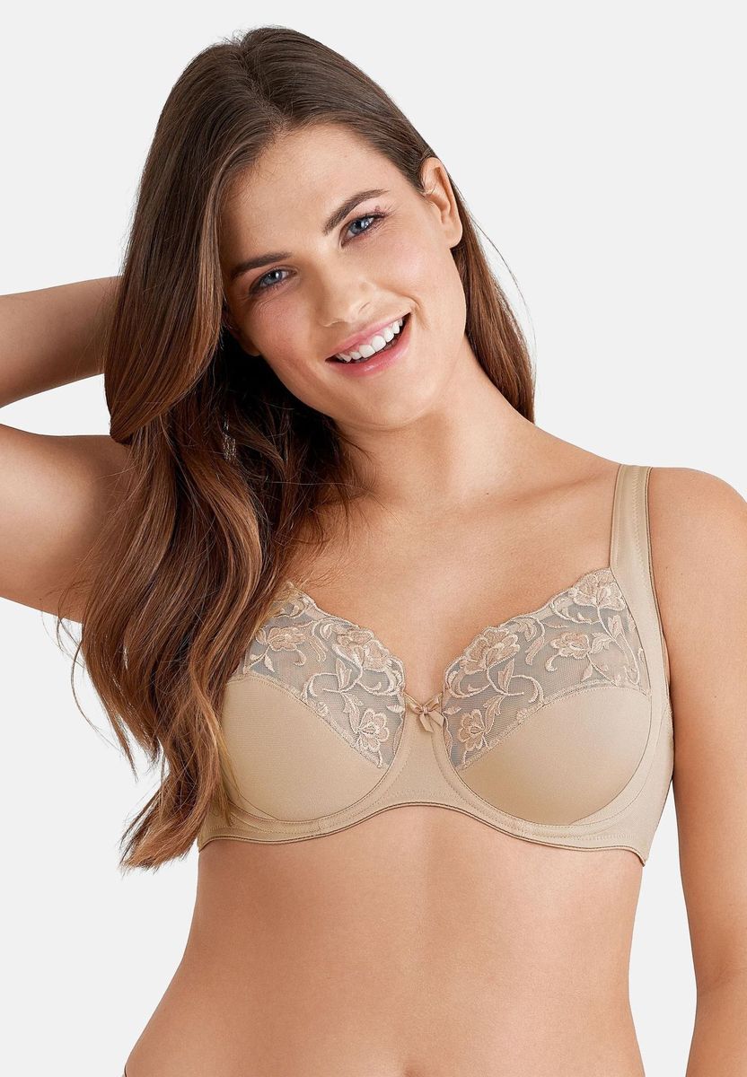 BH mit Bügel, Blumenstickerei und Schleife