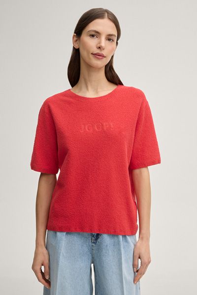 Joop! Rotes Kurzarm Strick T-Shirt aus Baumwollmischung