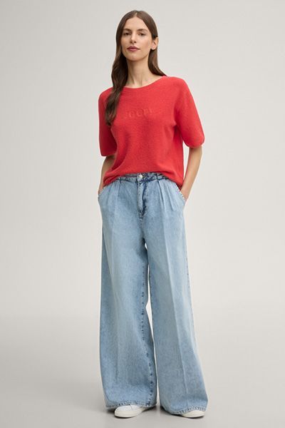 Joop! Rotes Kurzarm Strick T-Shirt aus Baumwollmischung