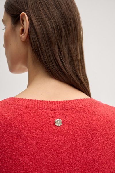 Joop! Rotes Kurzarm Strick T-Shirt aus Baumwollmischung