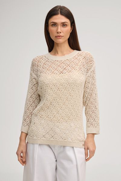 Signé Kilana Offwhite Strickpullover mit Lochmuster