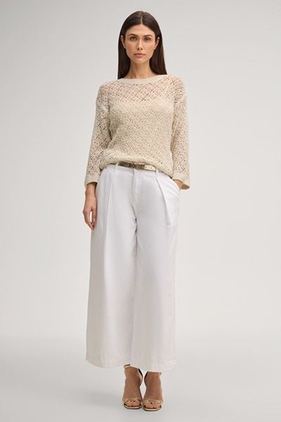 Signé Kilana Offwhite Strickpullover mit Lochmuster