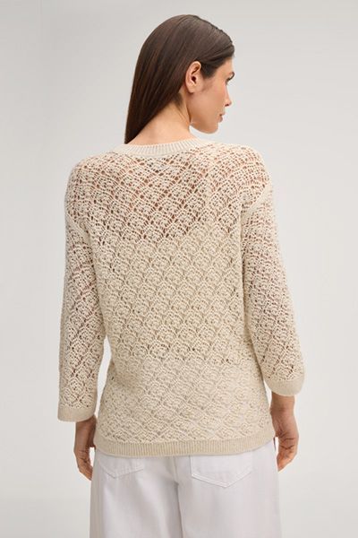 Signé Kilana Offwhite Strickpullover mit Lochmuster