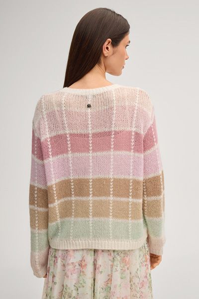 Comma Casual Identity Kulti Pullover in Rosé/Hellbraun Kariert
