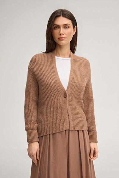 Joop! Kanna Hellbraune Strickjacke aus Alpakawollmischung